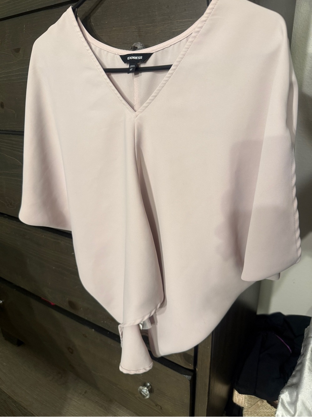 Express Cream V-Neck Poncho Tunic
